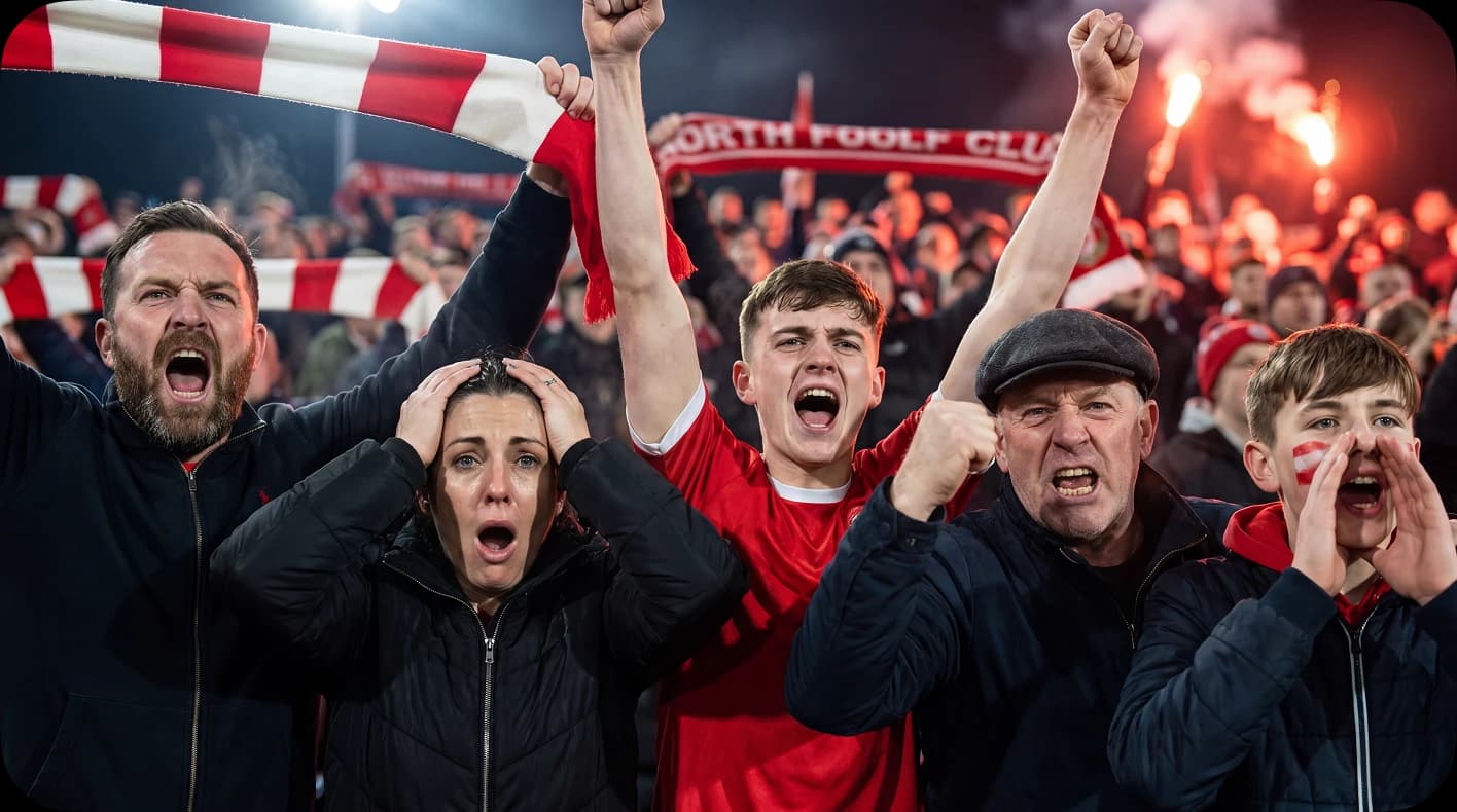 Football fans celebrating in a packed stadium — the live-match energy Storyly is built to capture for the 2026 World Cup.