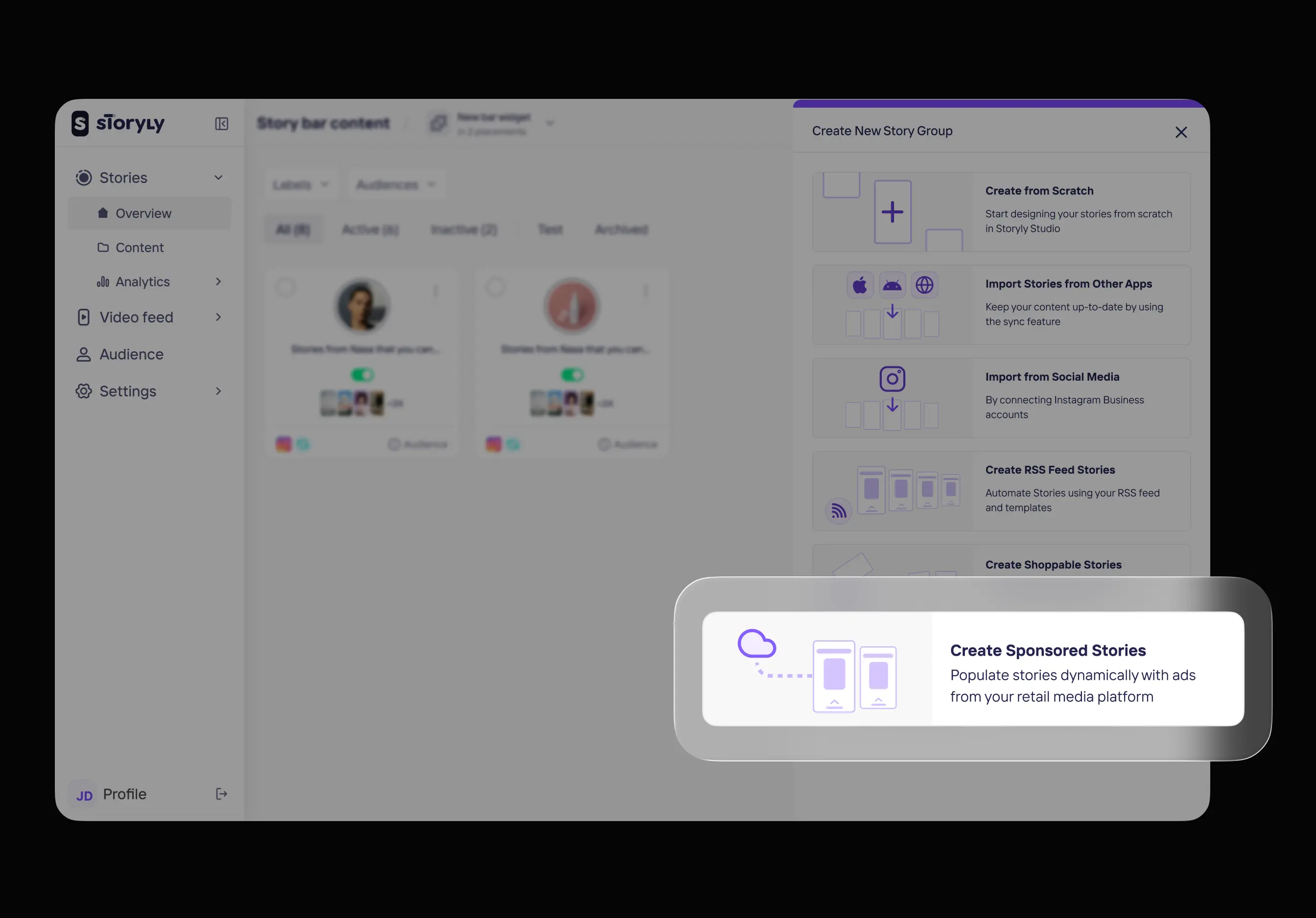Create Your Sponsored Story Group From Storyly Dashboard